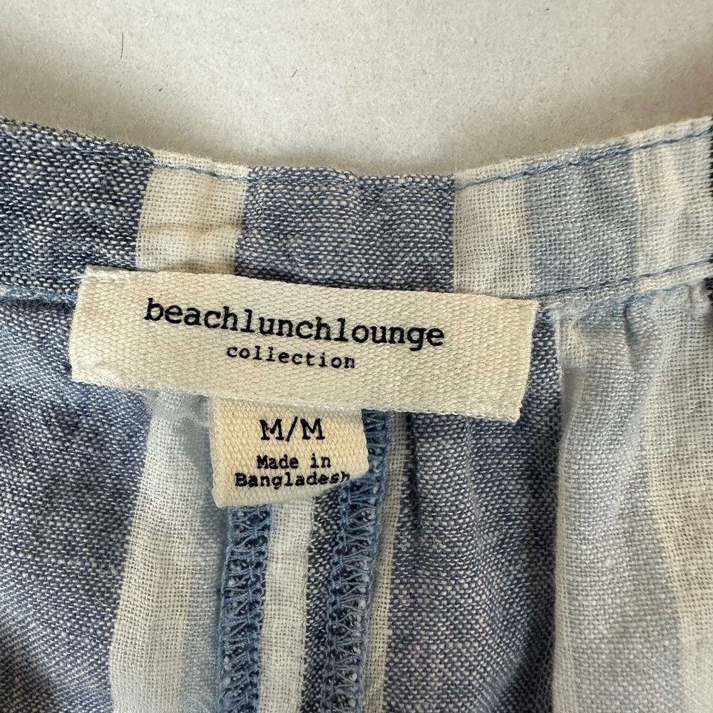 Beachlunchlounge Blue White Striped Sleeveless V-Neck Shift Dress Pockets Medium - Picture 4 of 7